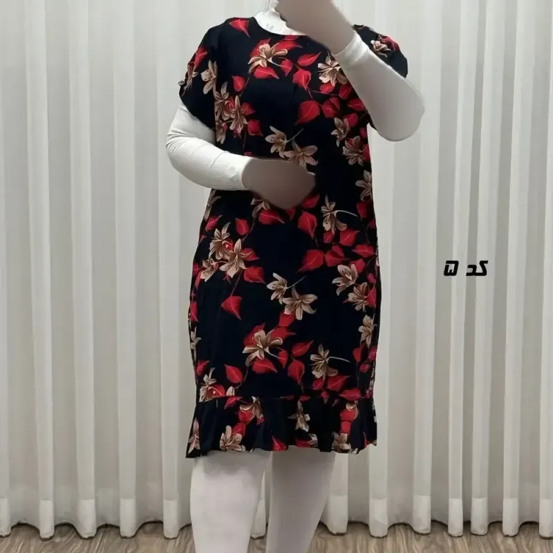 پیراهن کوتاه زنانه نخی فری سایز مناسب تا سایز 46