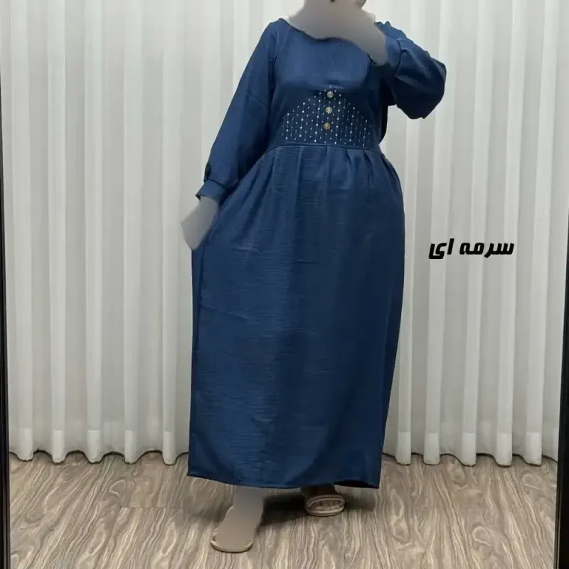 پیراهن ساحلی زنانه جنس صوفیا گلدوزی شده فری سایز مناسب تا 44