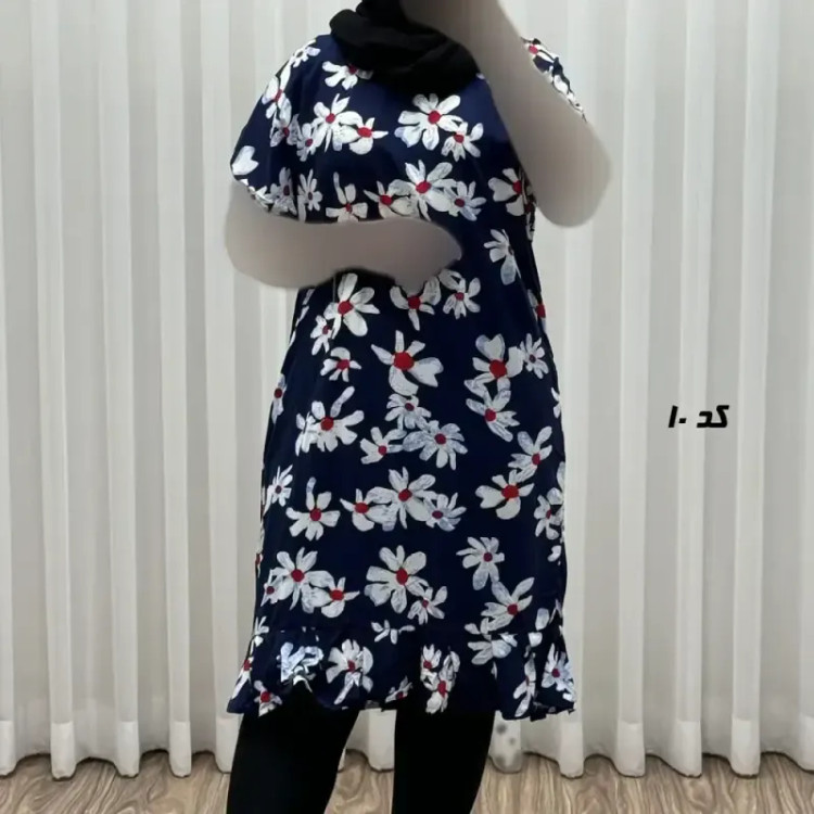 پیراهن کوتاه زنانه نخی فری سایز مناسب تا سایز 46