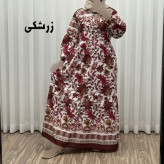 پیراهن فلور بوگاتی حاشیه دار نخی فری سایز تا 50 بنددار چهارفصل زنانه شیک