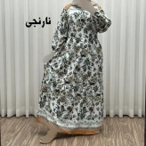 پیراهن فلور بوگاتی حاشیه دار نخی فری سایز تا 50 بنددار چهارفصل زنانه شیک