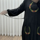 پیراهن نخی گلدوزی زنانه مدل خاطره فری سایز مناسب تا 48