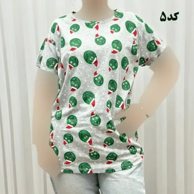 تیشرت طرحدار H&M کد 1169 نخ پنبه چهارفصل زنانه دخترانه تنخور راحت