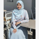 روسری نخ کاستوم طرح تبسم قواره بزرگ 140x140 سیتو صورتی آبی