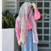 شال نخ کاستوم طرح آنجل رنگ گلبهی قواره 200×70