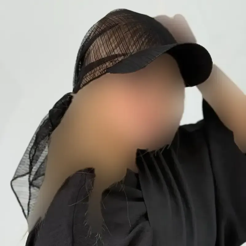 اسکارف نقابدار توری راه راه مشکی