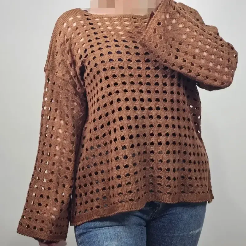بلوز بافت زنانه مدل الیدا جنس نخ اکریل ترک فری سایز