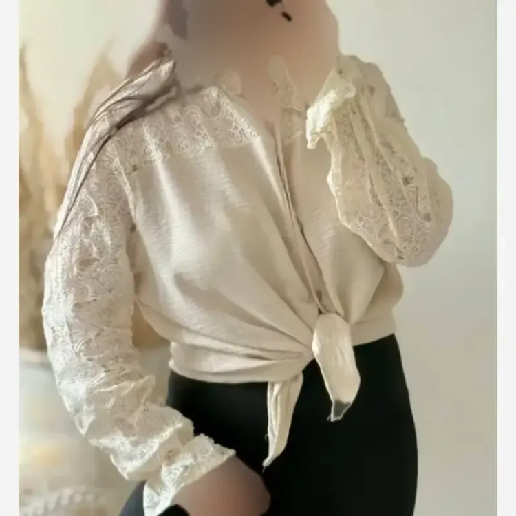 شومیز مجلسی زنانه مدل آیسو جنس کرسپو دانتل اعلاء فری سایز