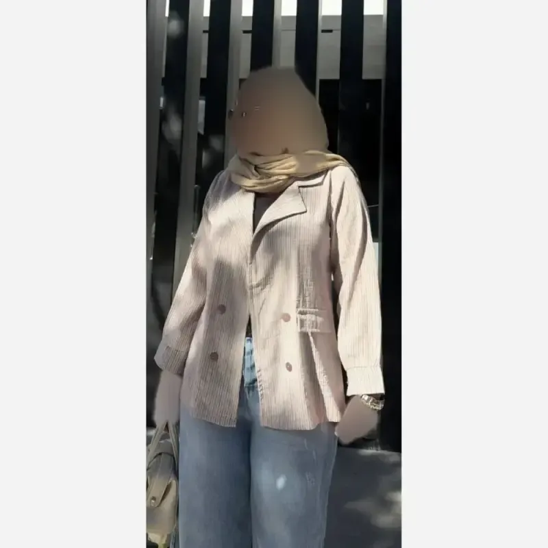 کت راه راه زنانه مدل هیلدا جنس لینن زارا سایز 38 تا 46 جلوباز جیب نما