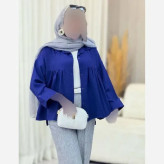 شومیز عروسکی مانتویی مدل دلا جنس پارچه شانتون فری سایز