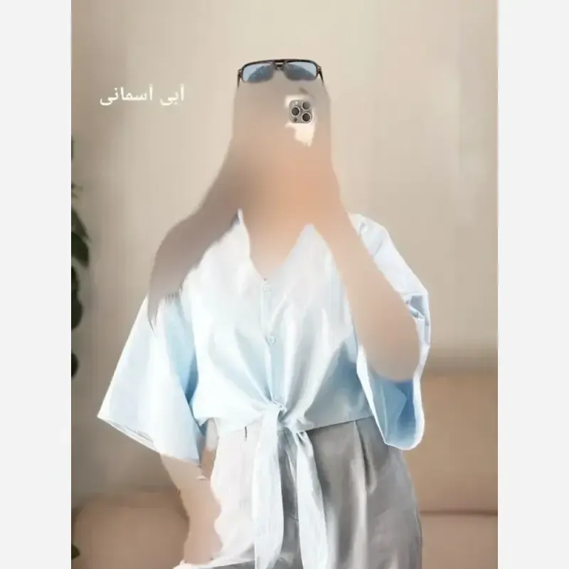 شومیز جلو گره ای لینن پنبه مدل تبسم فری سایز