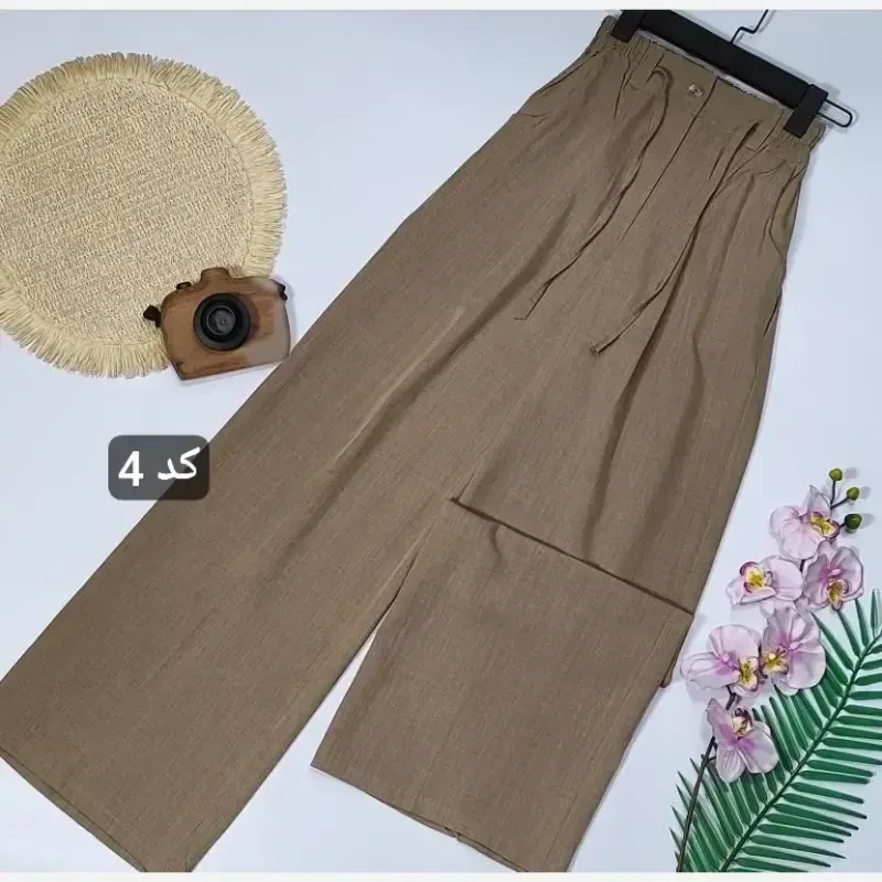 شلوار نیم بگ زنانه جنس کرپ هرمس پشت کمر کش