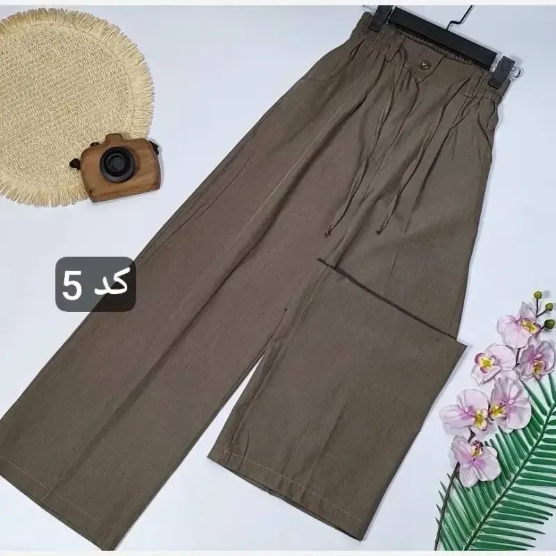 شلوار نیم بگ زنانه جنس کرپ هرمس پشت کمر کش