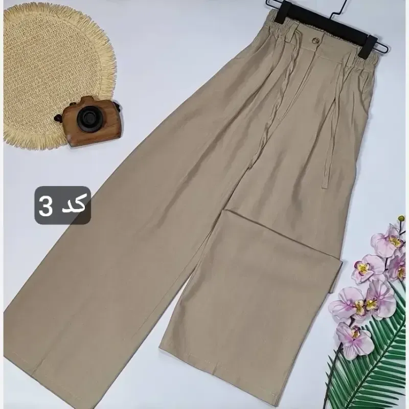 شلوار نیم بگ زنانه جنس کرپ هرمس پشت کمر کش