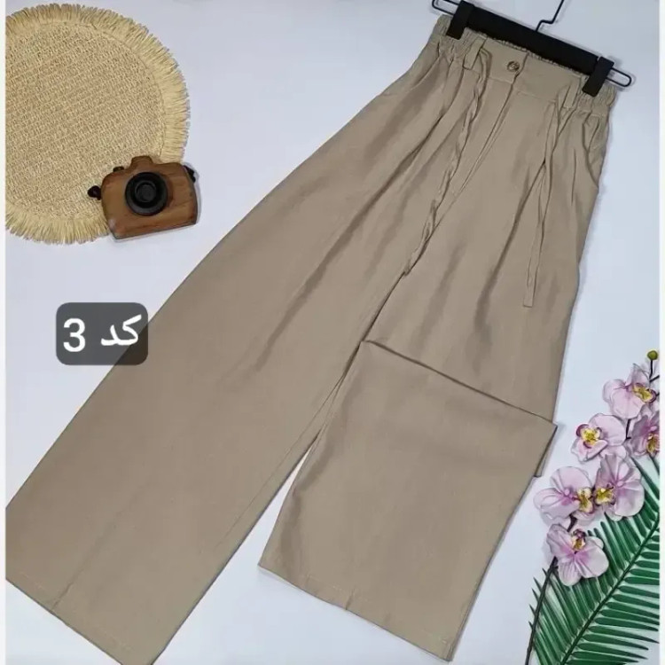 شلوار نیم بگ زنانه جنس کرپ هرمس پشت کمر کش