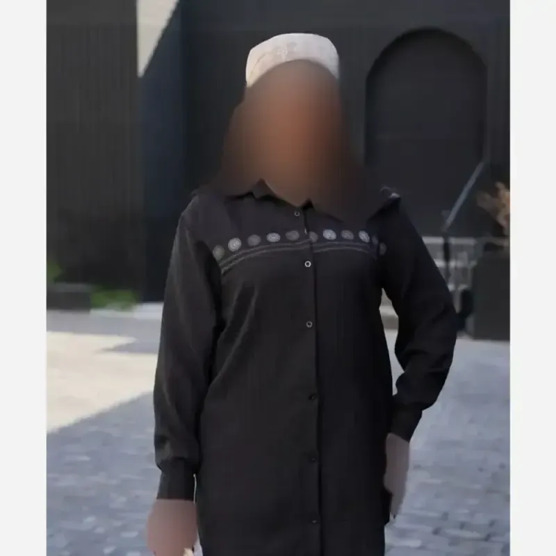 شومیز محرمی گلدوزی شده مشکی پارچه صوفیا فری سایز