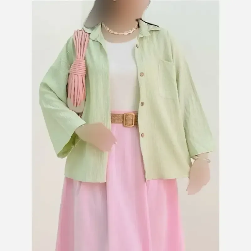 شومیز زنانه مدل پادینا پارچه اطلس تک جیب فری سایز