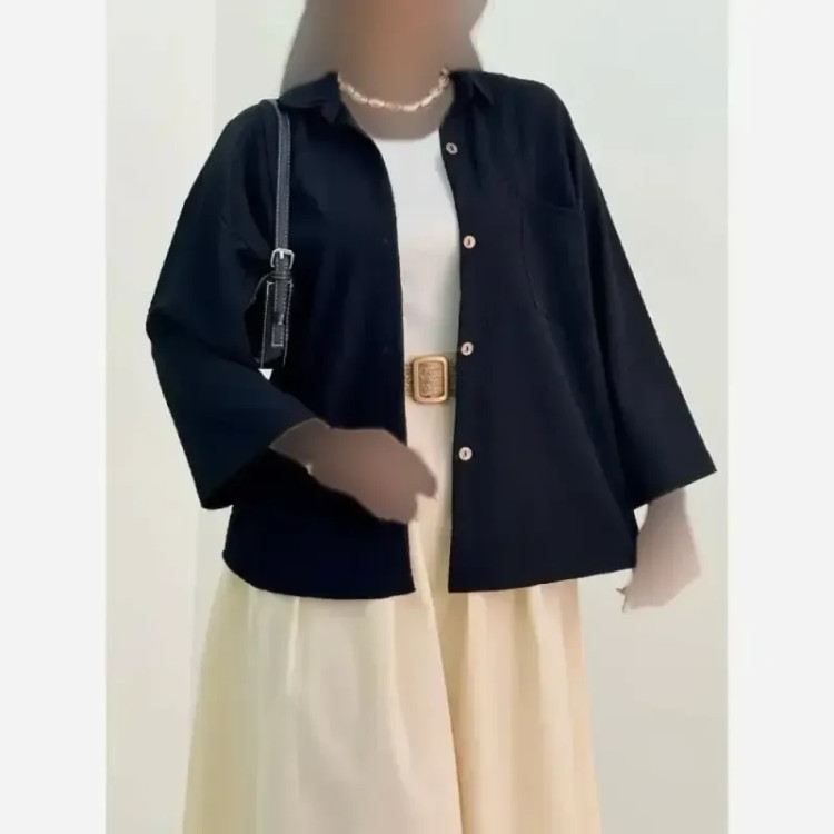 شومیز زنانه مدل پادینا پارچه اطلس تک جیب فری سایز