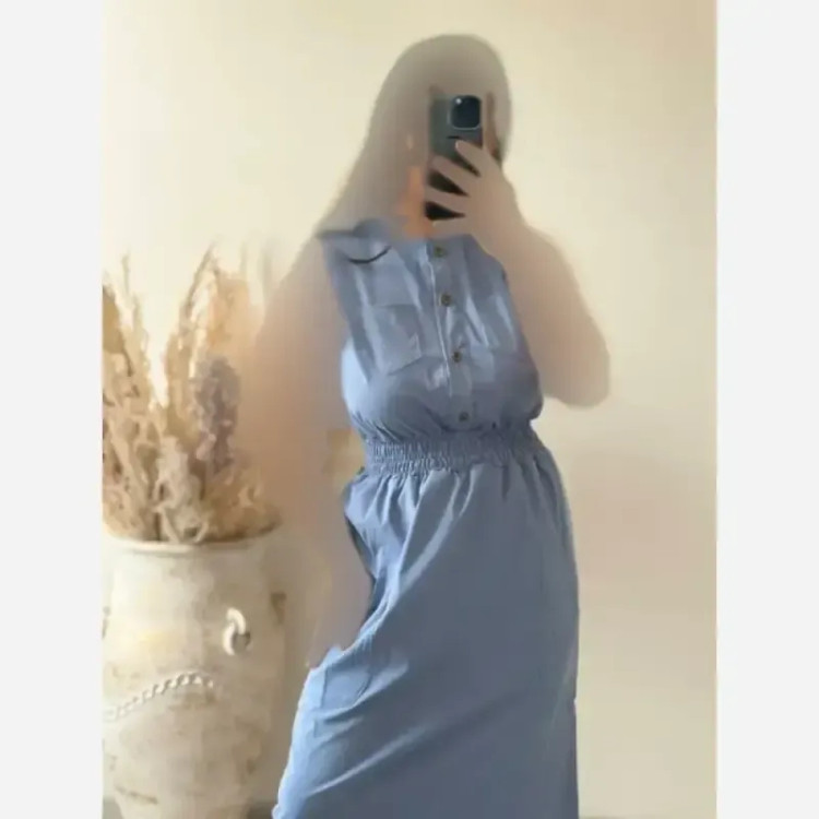 سارافون تابستانه زنانه مدل سامینا جنس تنسل درجه یک فری سایز رنگی