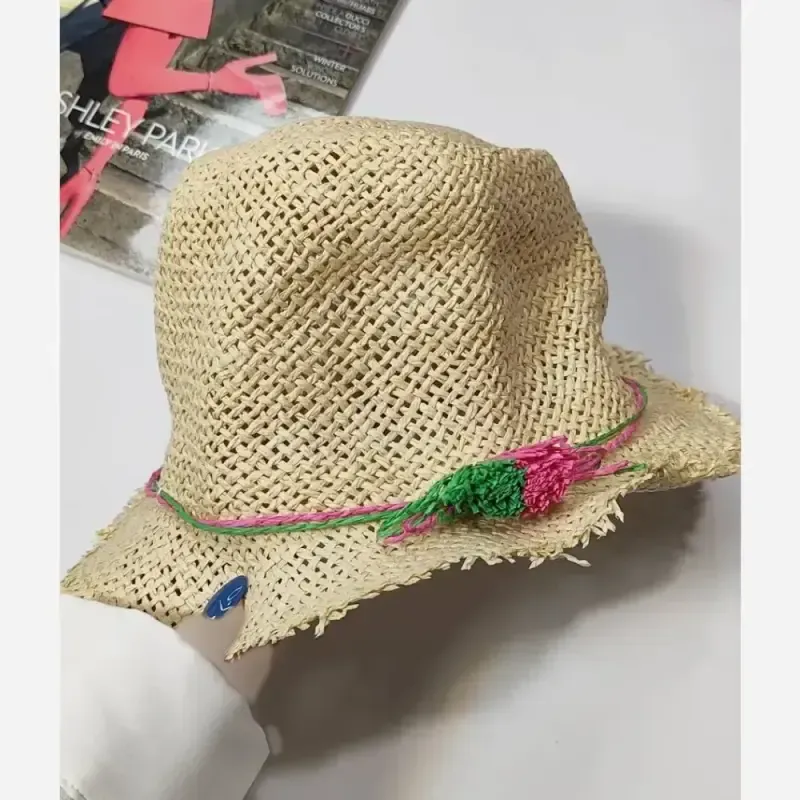 کلاه حصیری وارداتی فریسایز لبه 4 سانت