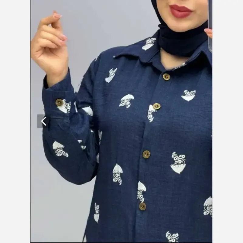 شومیز مانتویی شانتون زنانه فری سایز رنگ بندی