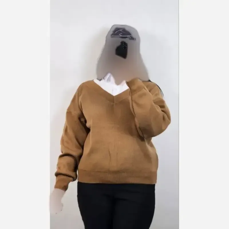 بلوز بافت زنانه یقه هفت نخ آکریل ترک فری سایز