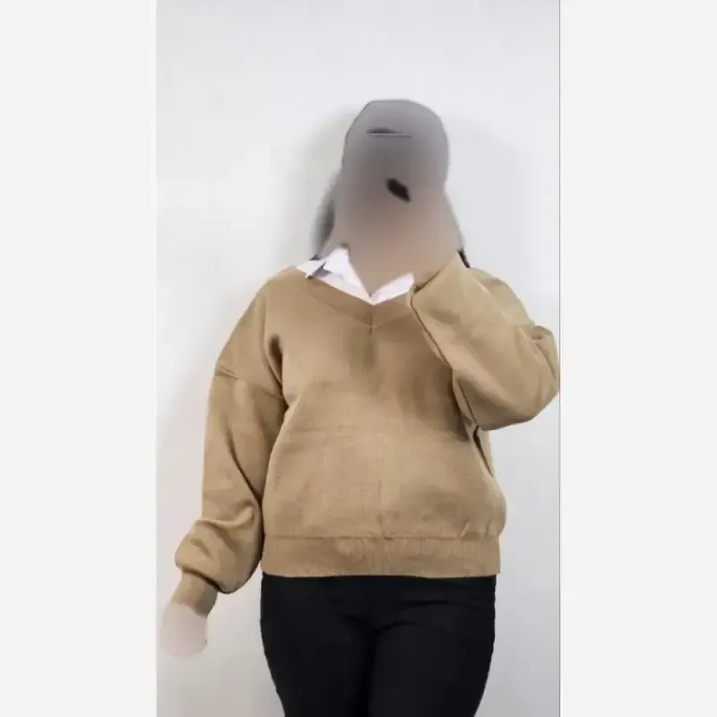 بلوز بافت زنانه یقه هفت نخ آکریل ترک فری سایز