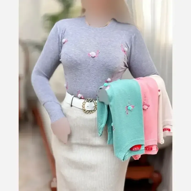 بلوز بافت گپ وارداتی مدل فلامینگو گرم بالا فری سایز