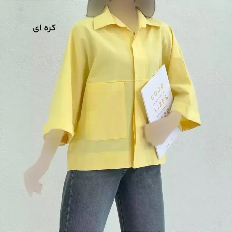 شومیز باکسی دوجیب لینن پنبه مدل دلبهار فری سایز