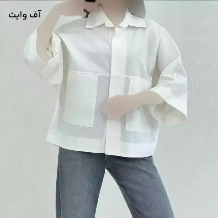 شومیز باکسی دوجیب لینن پنبه مدل دلبهار فری سایز