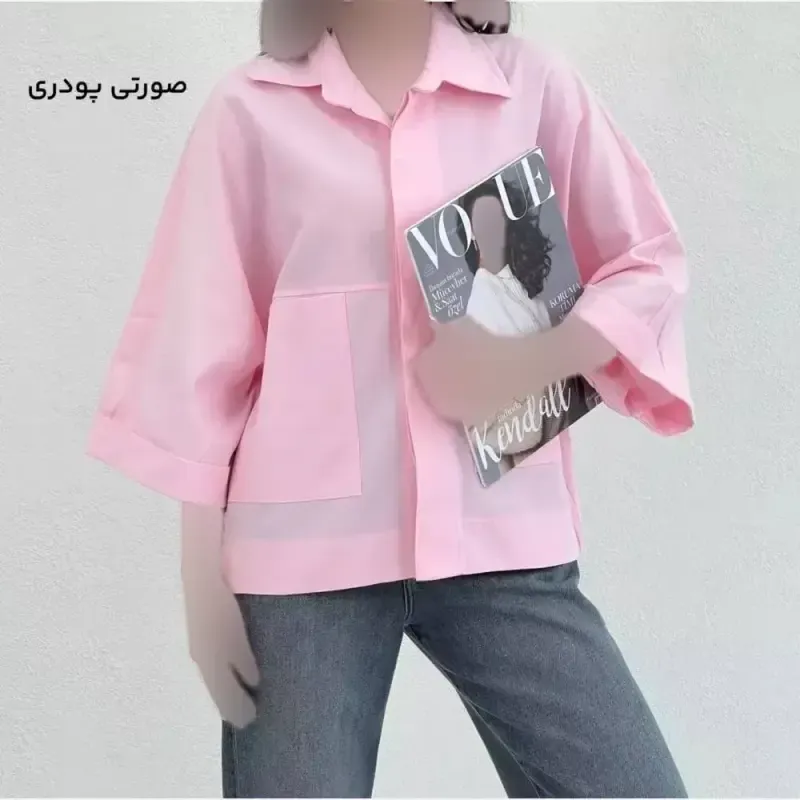 شومیز باکسی دوجیب لینن پنبه مدل دلبهار فری سایز