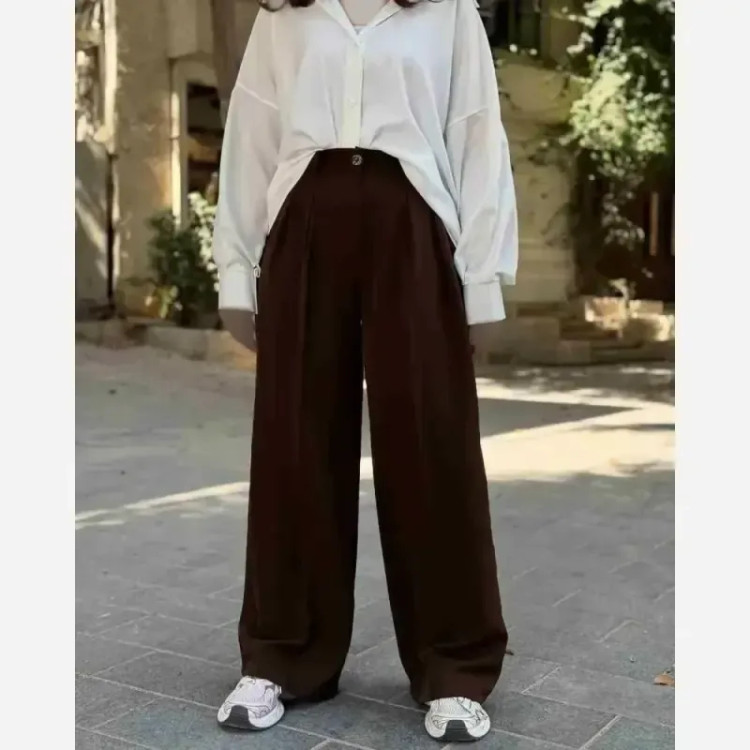 شلوار بگ زنانه کرپ دابل گرم بالا رنگبندی سایز 40 تا 52