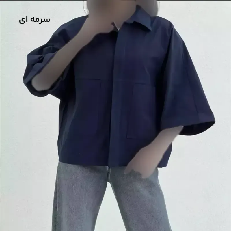 شومیز باکسی دوجیب لینن پنبه مدل دلبهار فری سایز