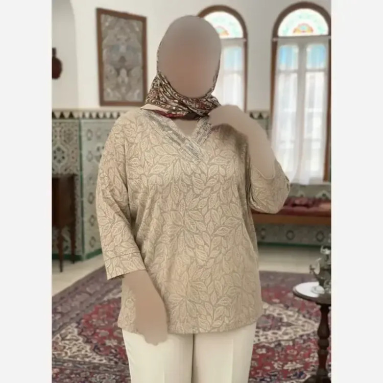شومیز نگین دار کیمانو مدل تابان ژاکارد ویسکوز سایز بزرگ