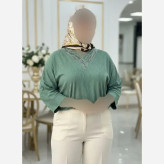 شومیز نگین دار کیمانو مدل یاس جنس ژاکارد ویسکوز فری سایز