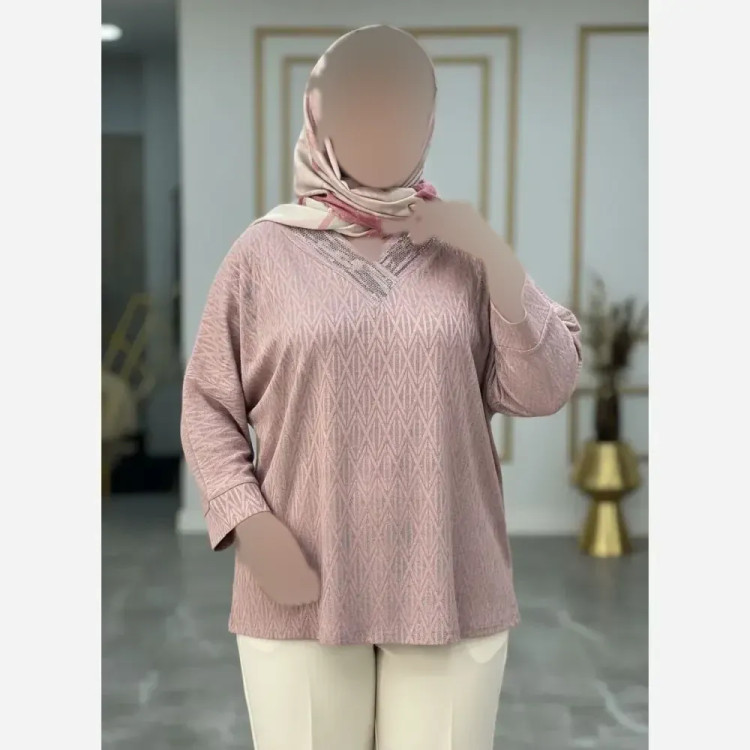 شومیز نگین دار کیمانو مدل یاس جنس ژاکارد ویسکوز فری سایز