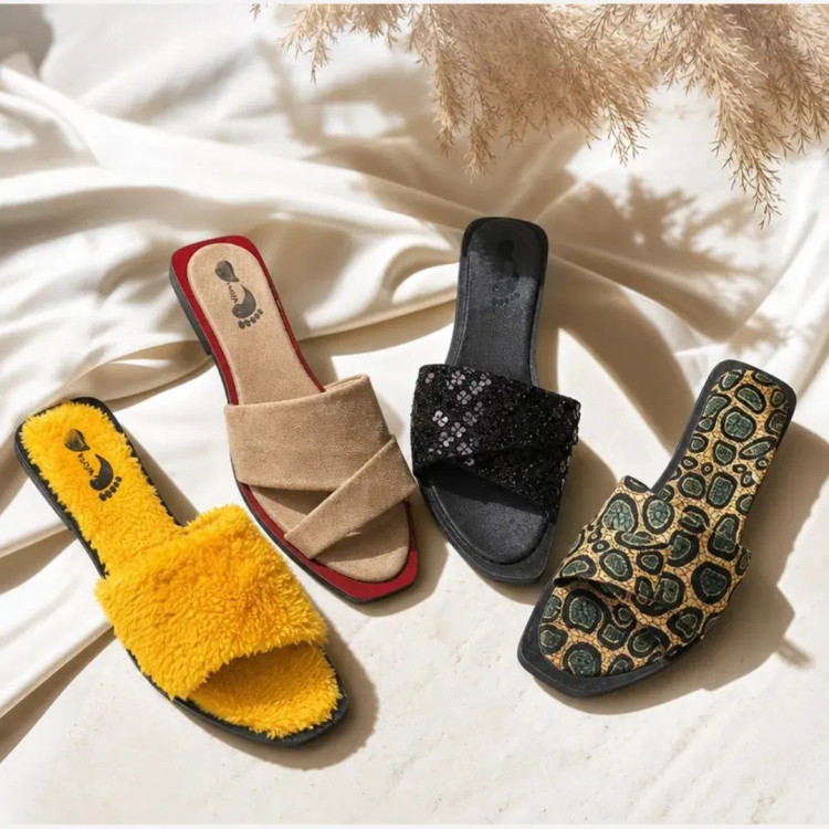 پک 4 جفت صندل زنانه سایز 37 زیره پی وی سی رویه پارچه ضد تعریق سبک راحت شیک قالب استاندارد