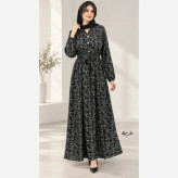 پیراهن بلند آسلین زنانه الیزه طرح دار سایزبندی 1 و 2