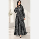 پیراهن بلند آسلین زنانه الیزه طرح دار سایزبندی 1 و 2