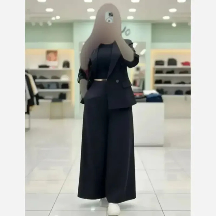 کت شلوار زنانه لینن مدل سارا رنگ مشکی و سبز سایز 38 تا 46