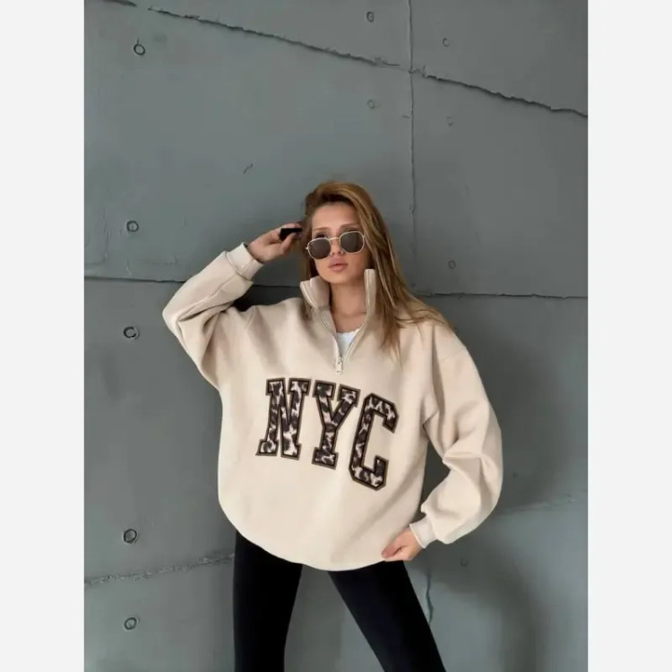 دورس نیم زیپ NYC پلنگی اسپان داخل کرکی فری سایز