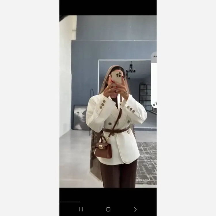 کت و شلوار زنانه کرپ مازراتی رنگ قهوه ای مدل پناه