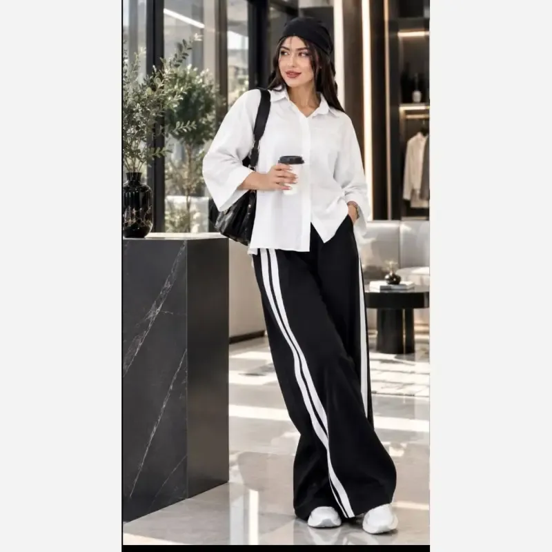 ست شومیز کادنزا پنبه و شلوار کتان دو خط سایز 34 تا 46