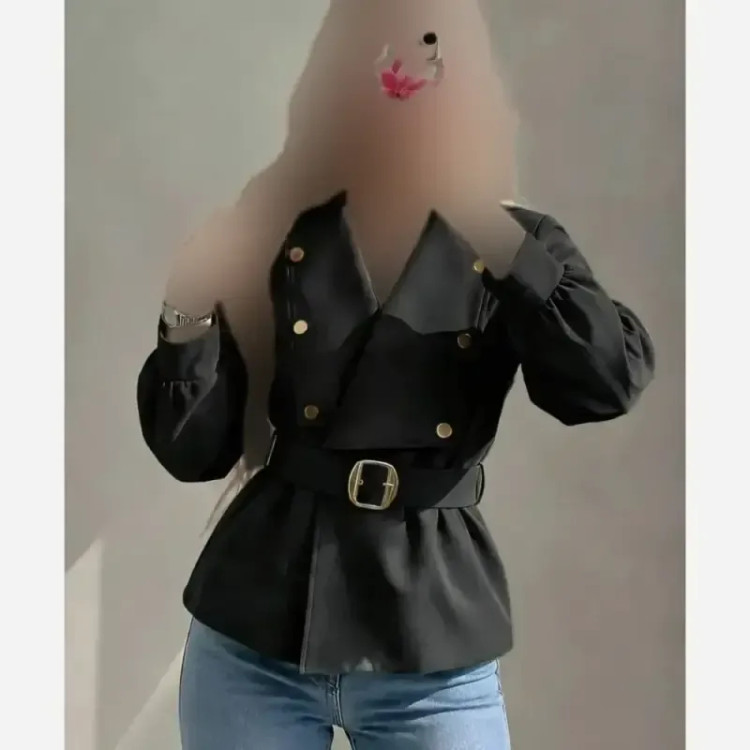 بارونی زنانه مدل رومینا کتان زارا ضدآب و کجراه کمربنددار