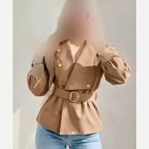 بارونی زنانه مدل رومینا کتان زارا ضدآب و کجراه کمربنددار