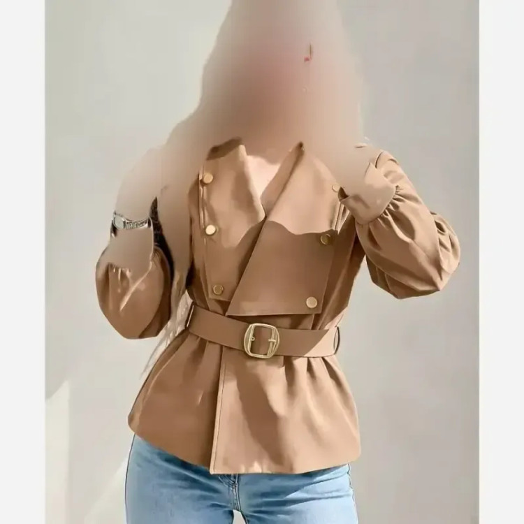 بارونی زنانه مدل رومینا کتان زارا ضدآب و کجراه کمربنددار