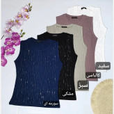 تاپ کراپ کبریتی نگین دار یقه گرد تک سایز