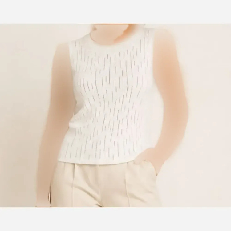 تاپ کراپ کبریتی نگین دار یقه گرد تک سایز