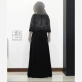 ماکسی مجلسی زنانه کرپ لمه مشکی قد 150 سایز بزرگ و معمولی