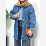 کت جین حلالی قد بلند یخی آبی سایز 1 و 2